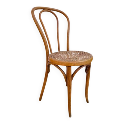 Chaise bistrot Horgen Glaris en bois courbé et cannage, Suisse, vers 1900