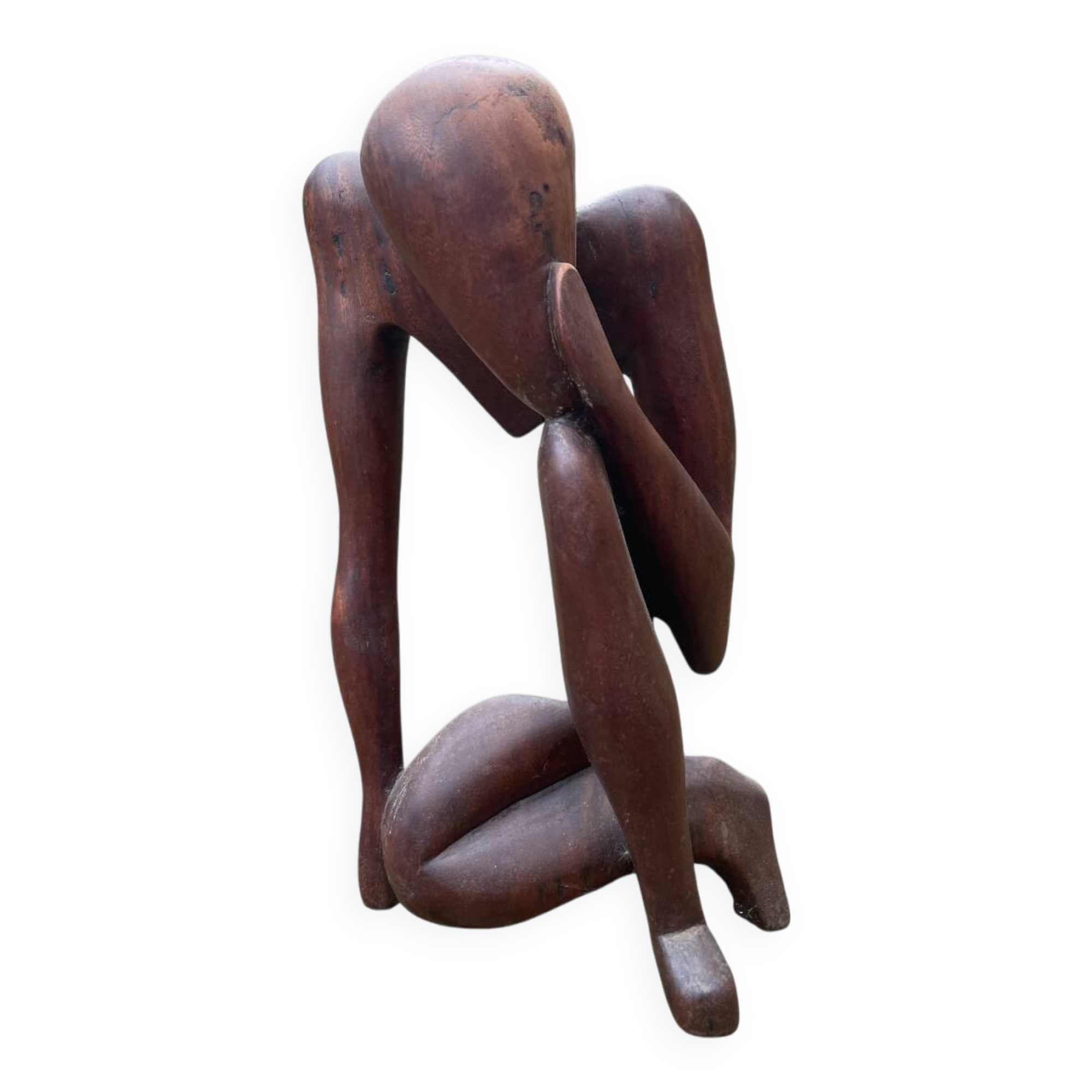 Sculpture en bois "Le penseur"