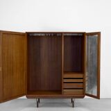Armoire italienne vintage en teck et velours, années 1960