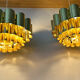 Pair of pendant lamps vintage Thorsten Orrling,solid brass, Suede 1960