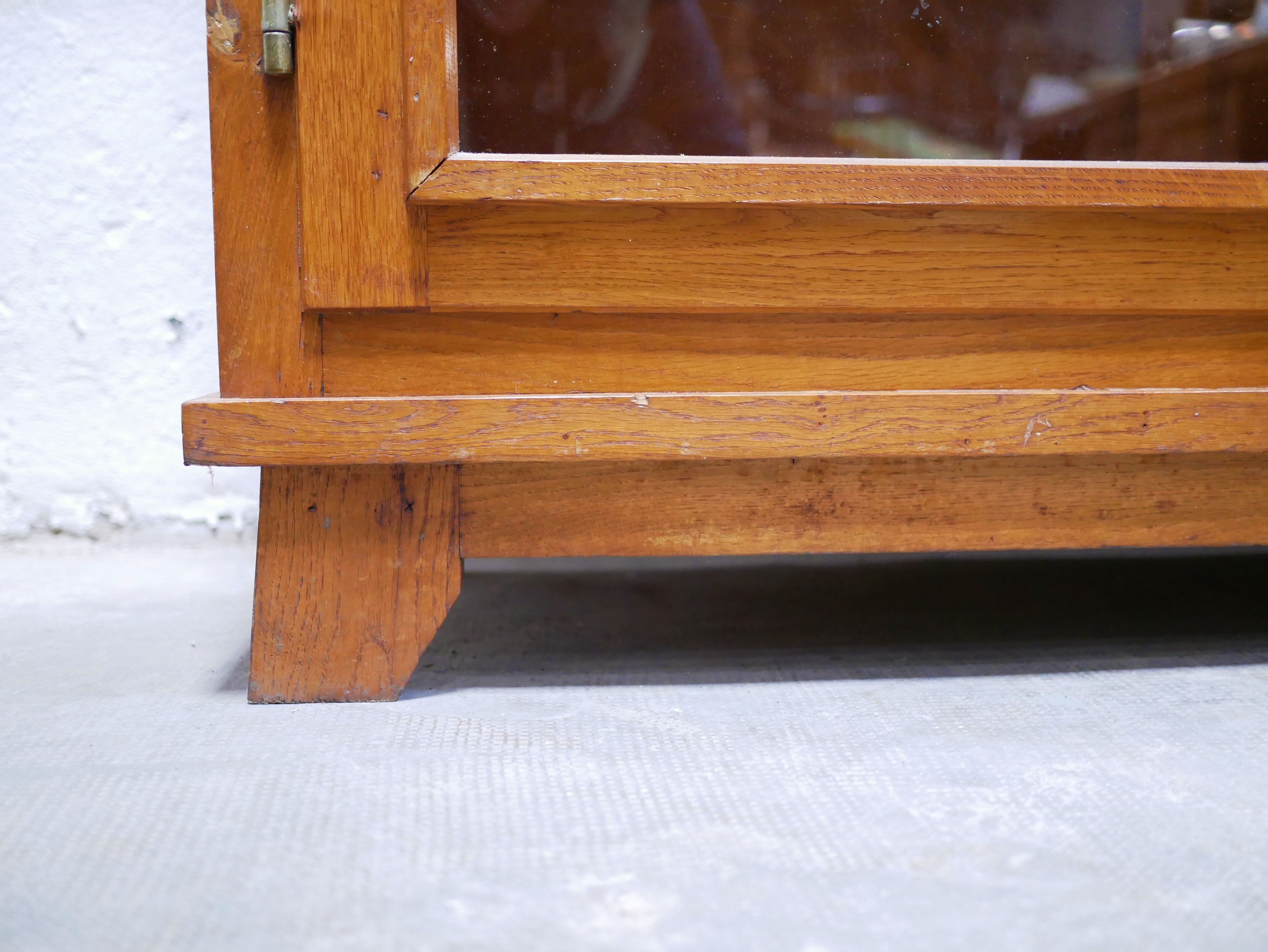 Vintage wooden glass bookcase cabinet