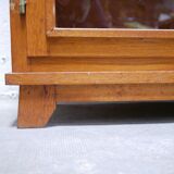 Vintage wooden glass bookcase cabinet