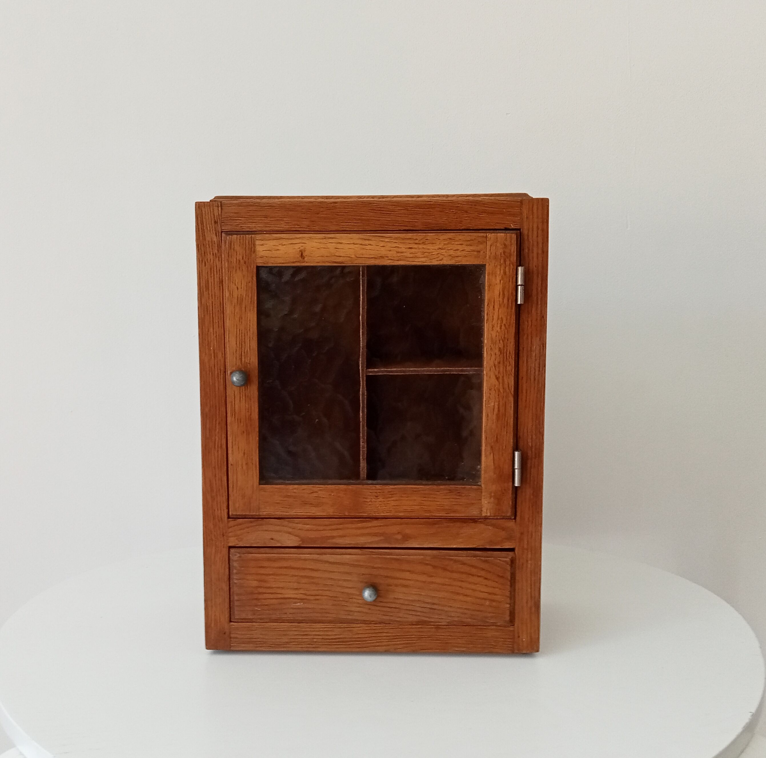 Vintage solid oak medicine cabinet