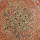Vintage Turkish wool rug in terracotta beige with flowers, 10 × 13 feet.