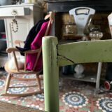 Set of 6 green patinated bistro chairs