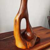 Lampe brutaliste 1950/60 bois d'olivier