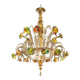 Contemporary Lively Transparent and Gold Floral Chandelier in Murano Glass