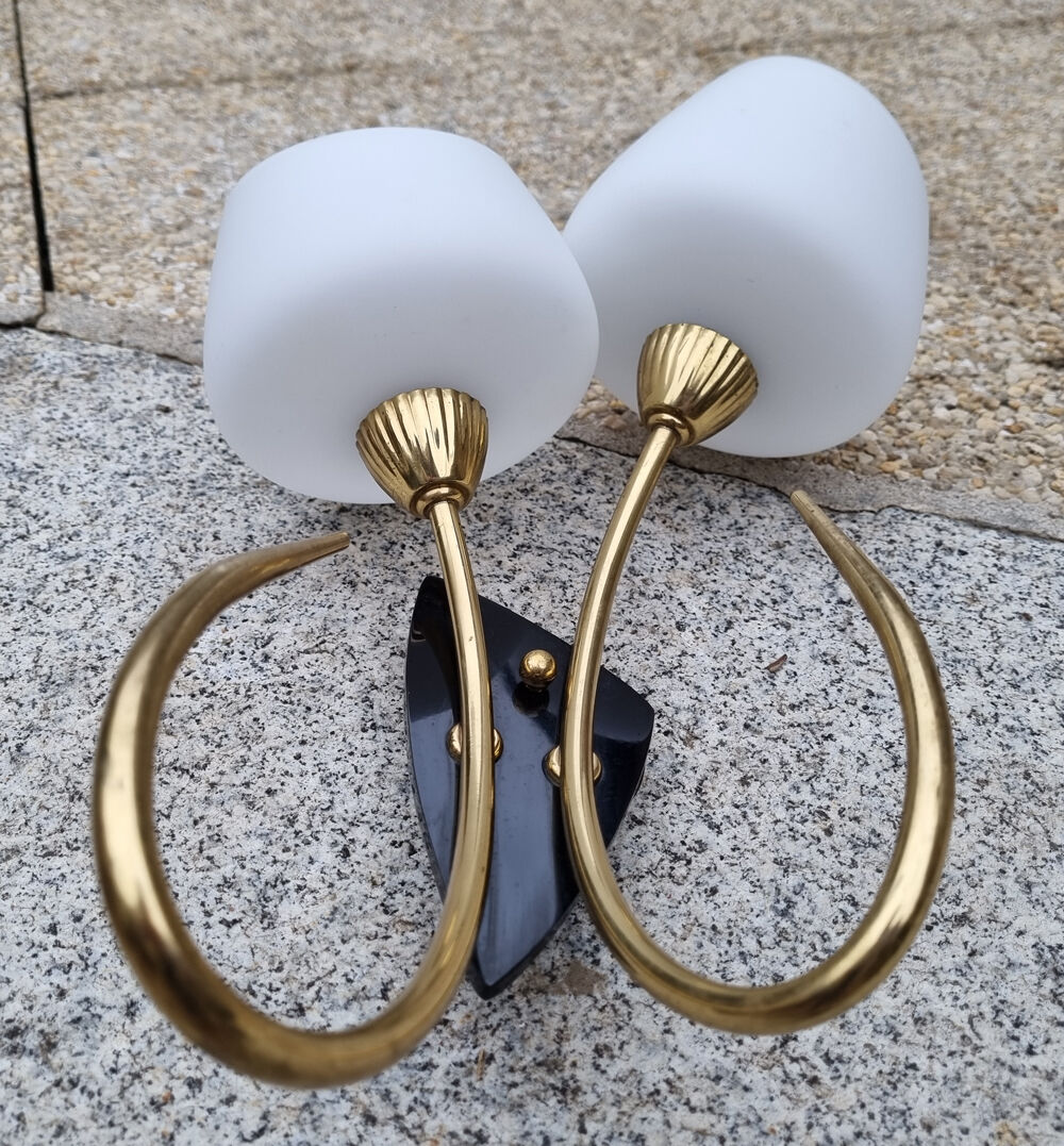 Double fire wall lamp, Arlus house, vintage, 50s