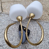 Double fire wall lamp, Arlus house, vintage, 50s