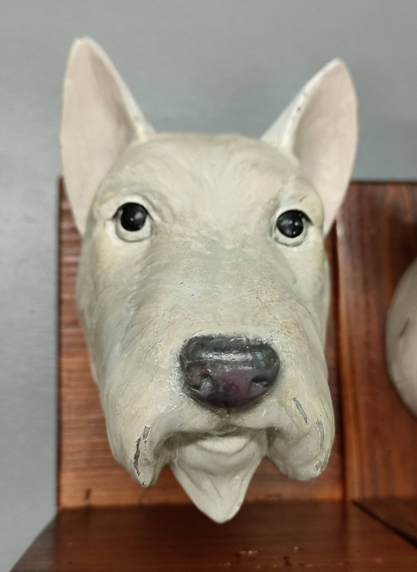 Dog head bookends ~ composite resin ~ vintage from the 70s/80s ~ england