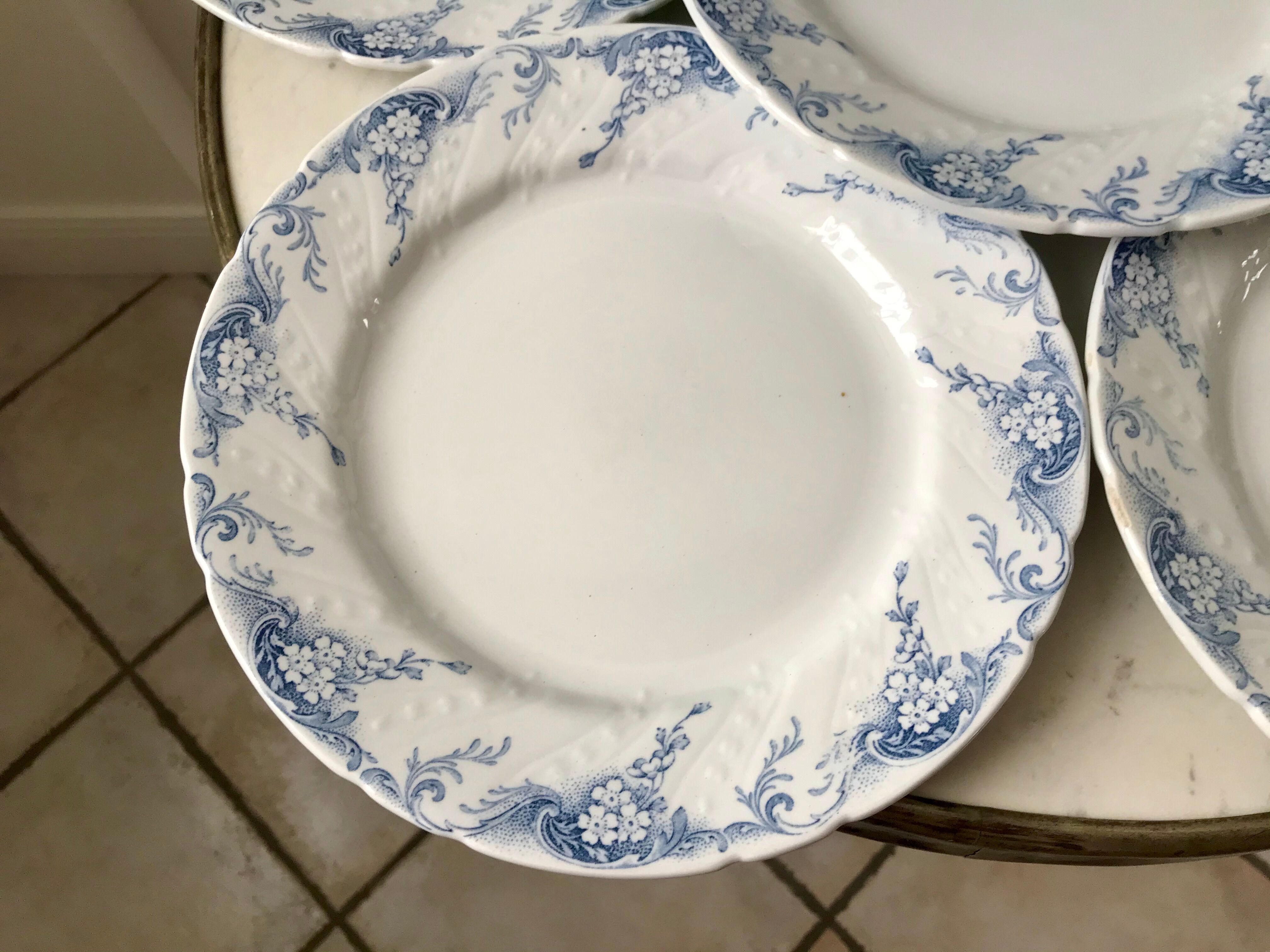 set of 6 flat plates in Iron Earth K&G Lunéville model "Angèle" late 19th century