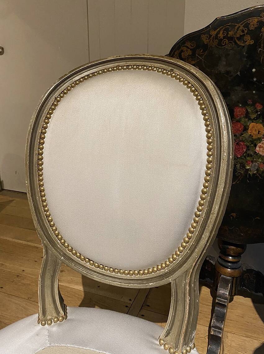 Pair of Louis XVI style armchairs with medallion backs, circa 1900