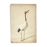 Ancient watercolor on cardboard featuring a wader