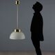 Vintage ceiling light in brushed aluminium and glass, 1960s design.