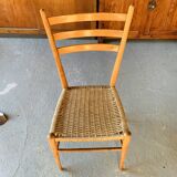 Pair of Italian chairs wood and rope