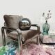 HKliving chrome armchair lounge chair 'velvet brown'