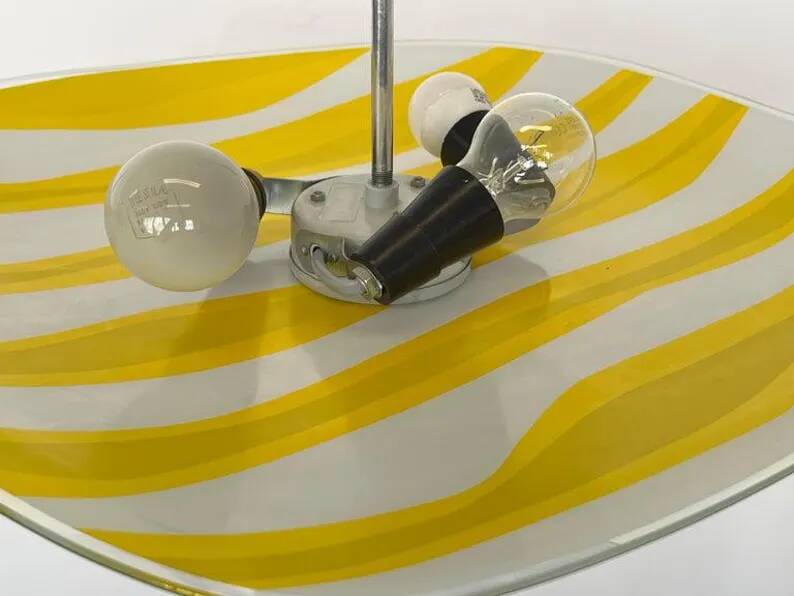 Mid-century design glass pendant by Napako, Czechoslovakia, 1970s.