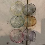 Set of 6 colored cognac glasses