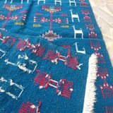 Blue Berber kilim in pure wool carpet 95x150cm