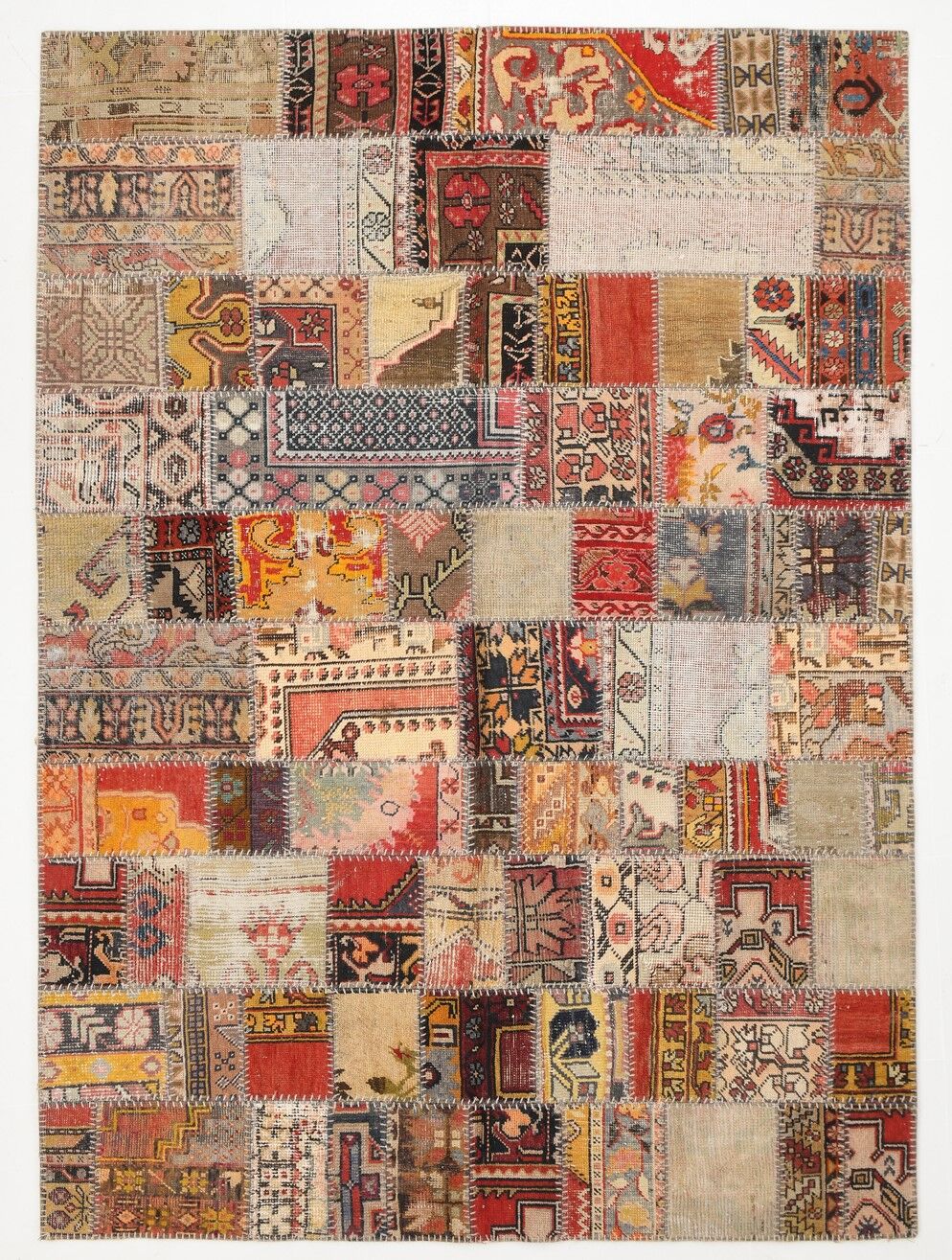 5x8 Handknotted Red Turkish Patchwork Rug, 242x173Cm