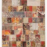 5x8 Handknotted Red Turkish Patchwork Rug, 242x173Cm