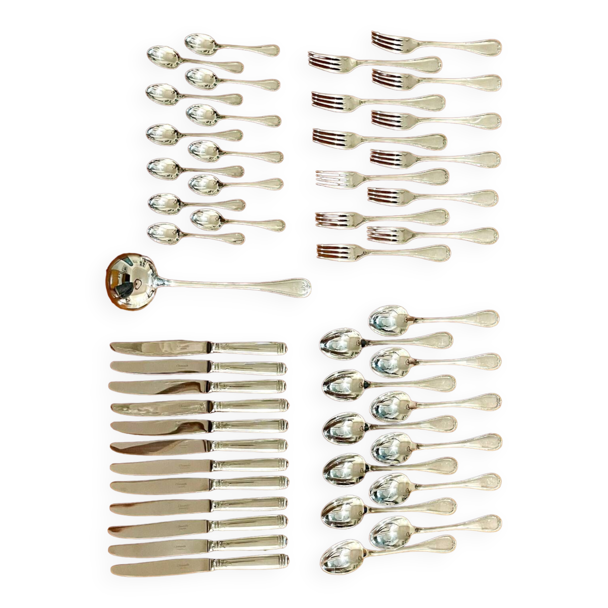 Christofle Malmaison 49-piece cutlery set for 12 people, excellent condition