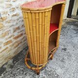 Bamboo tiki bar and two stools