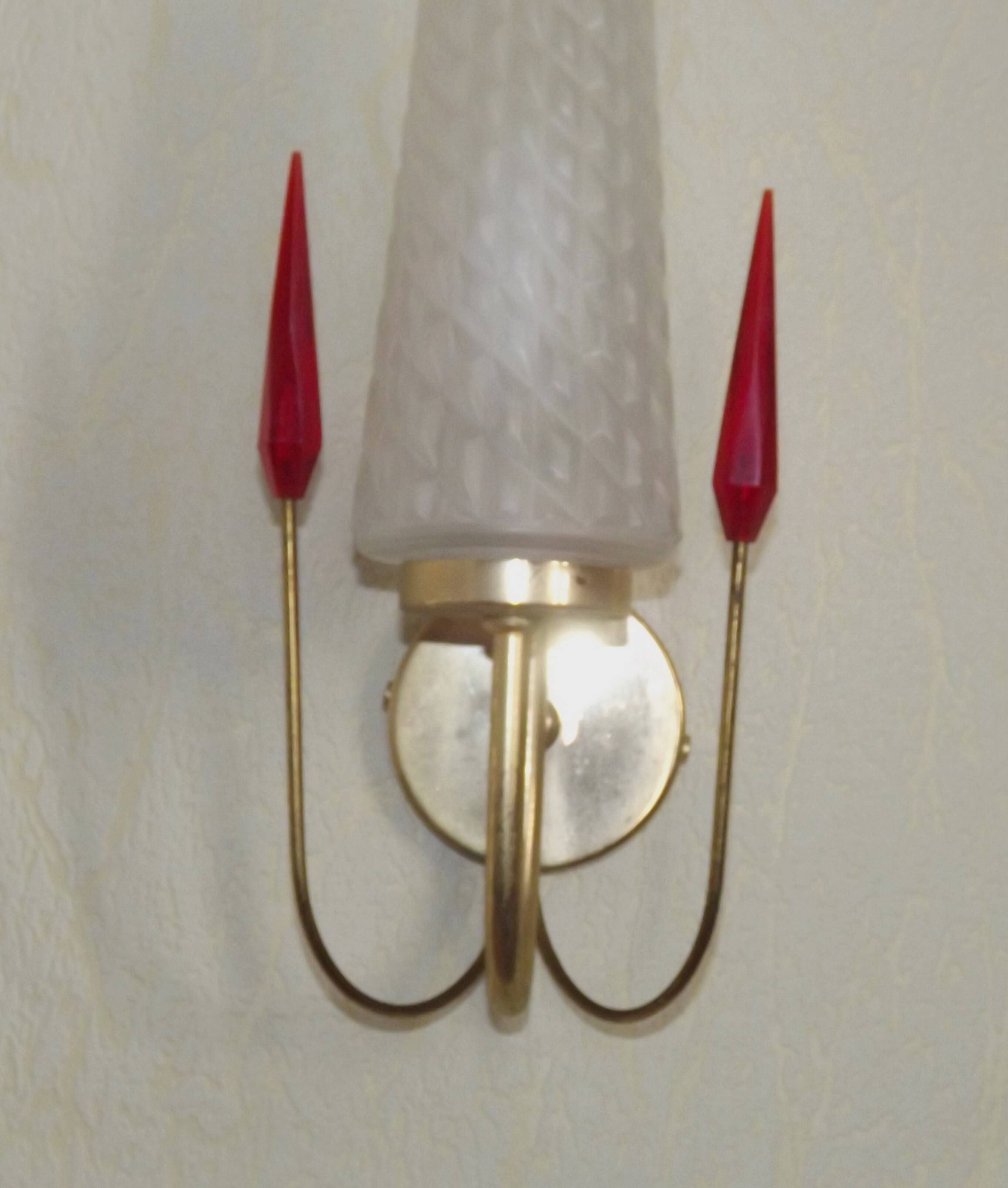 Simple Vintage Retro 1960s Gold Metal White Glass Shade 5