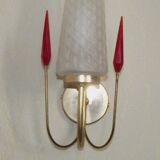 Simple Vintage Retro 1960s Gold Metal White Glass Shade 5