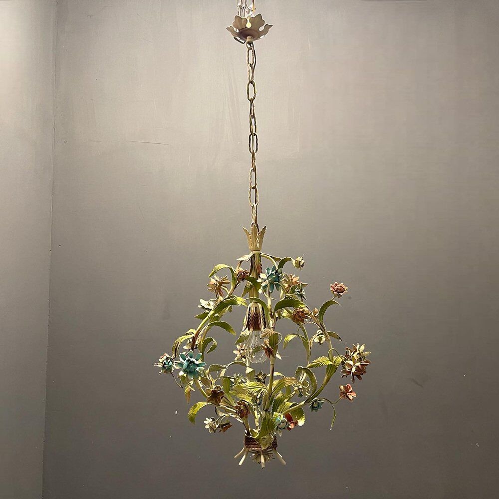 Italian tole flower chandelier, 1960s