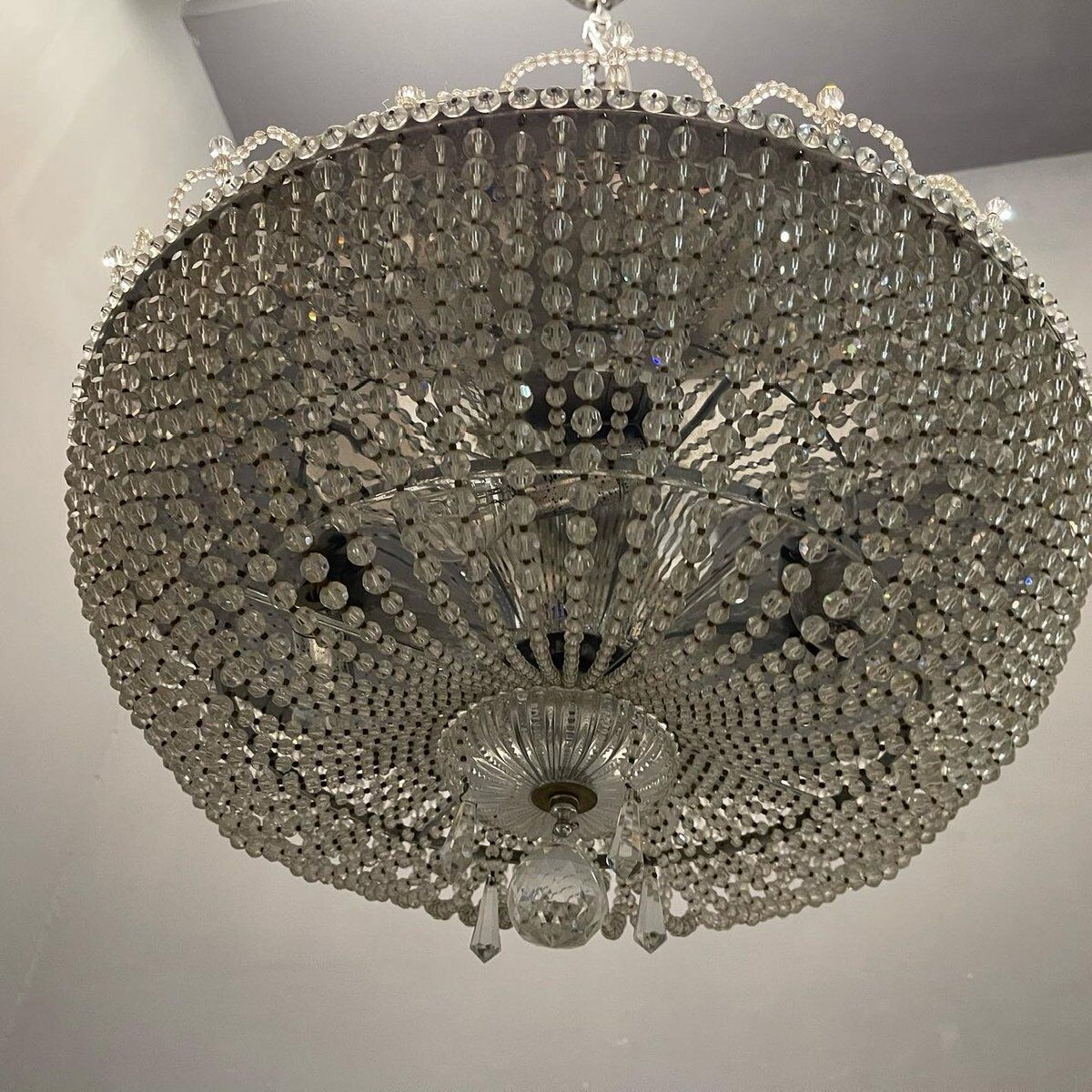 Italian Crystal Beaded Chandelier, 1960s