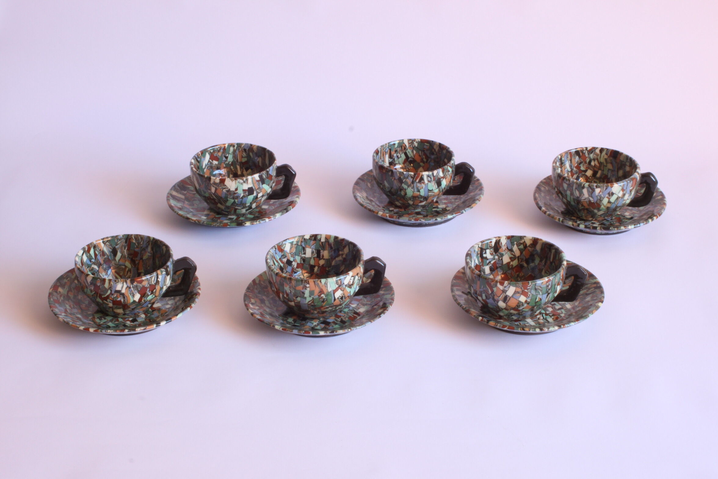 Neriage mosaic tea set by Jean Gerbino, Vallauris.