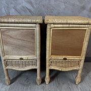 Pair of rattan bedside tables