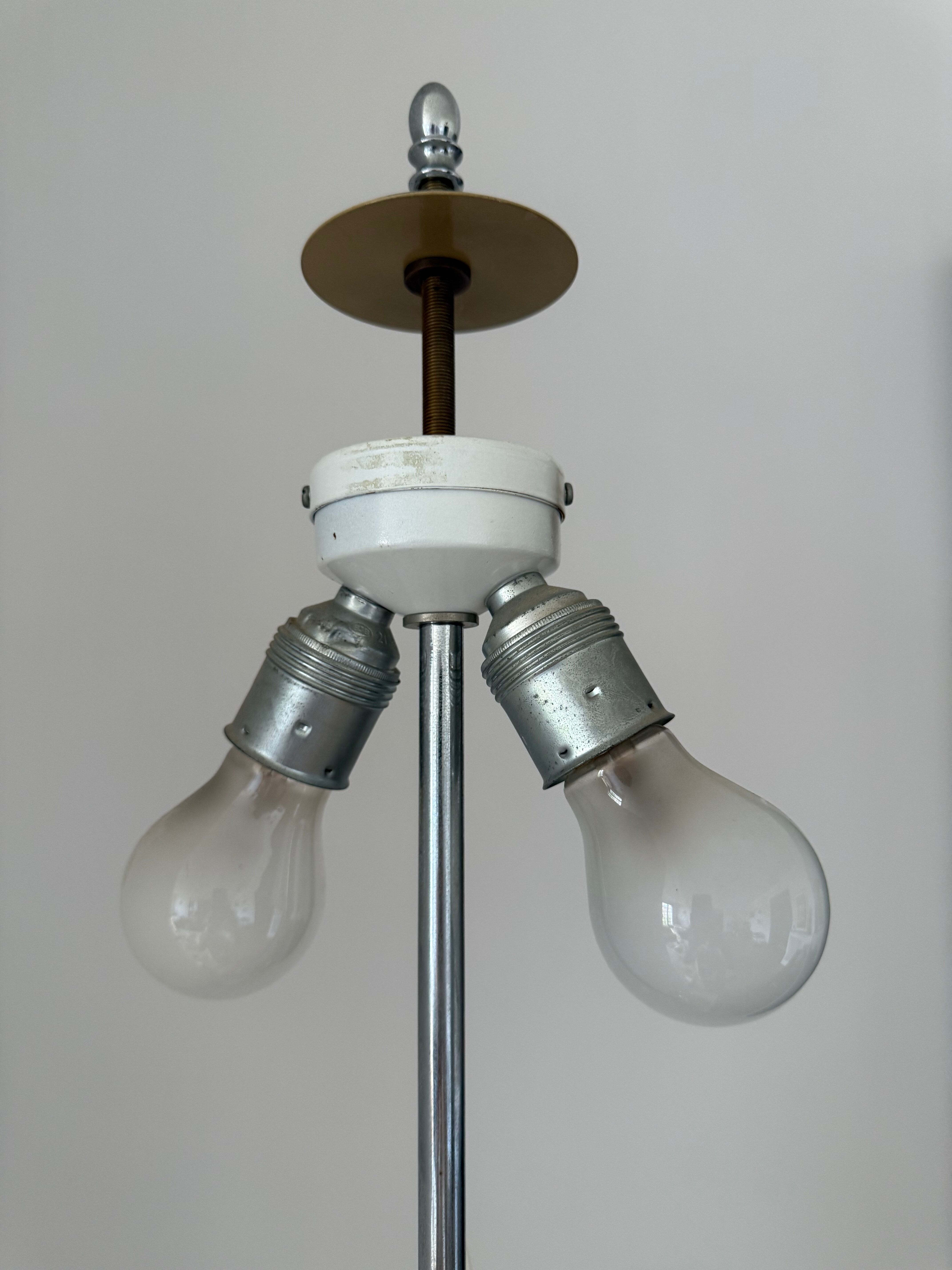 Large Space Age lamp in metal and ceramic.