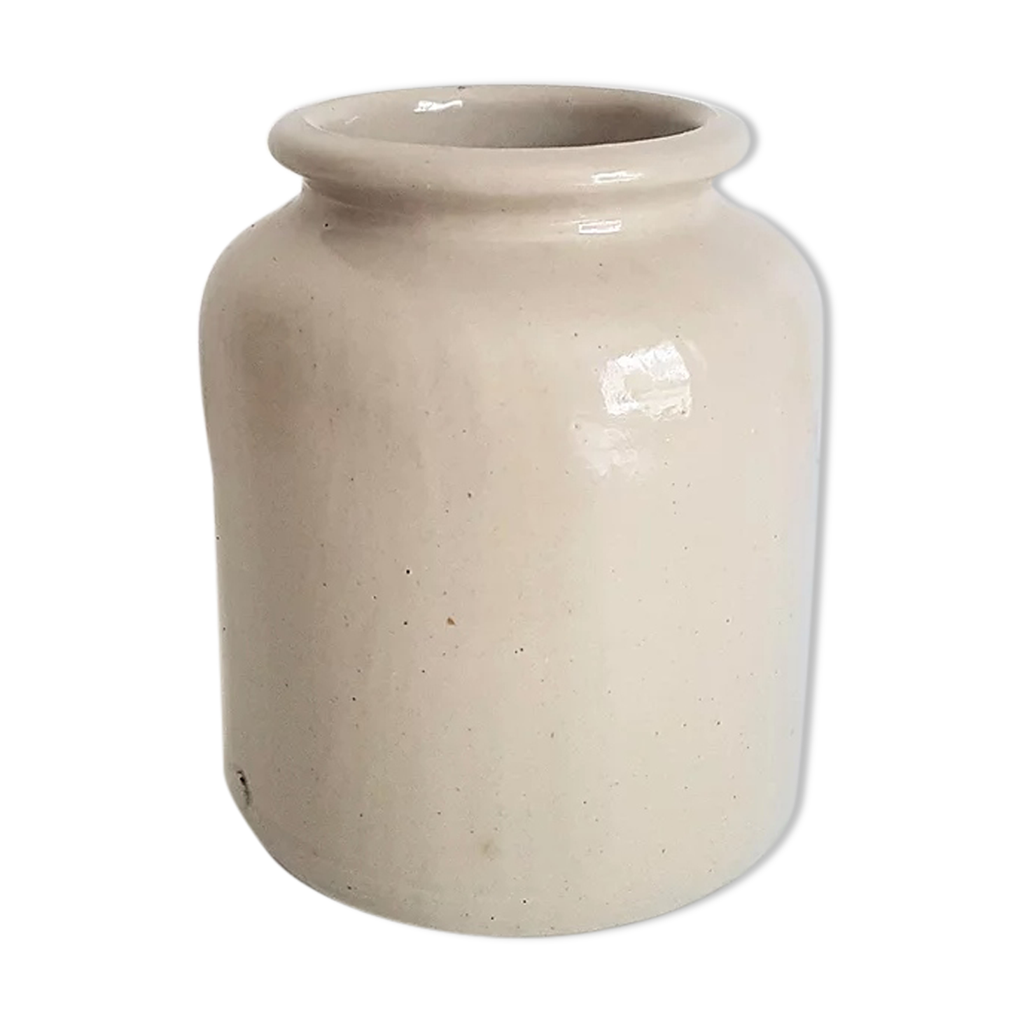 Old white mustard pot