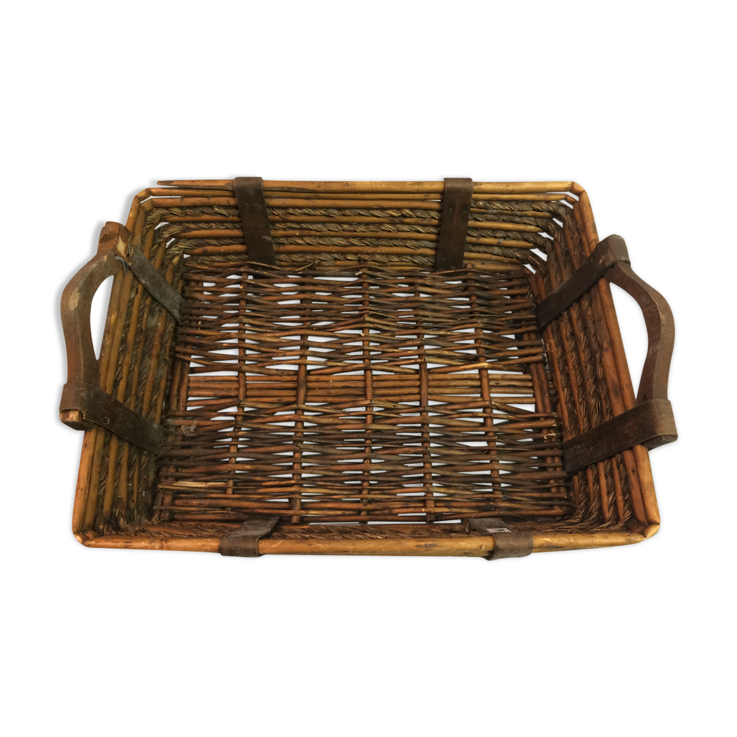 Wooden handles wicker basket