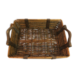 Wooden handles wicker basket