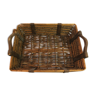 Panier osier anses bois