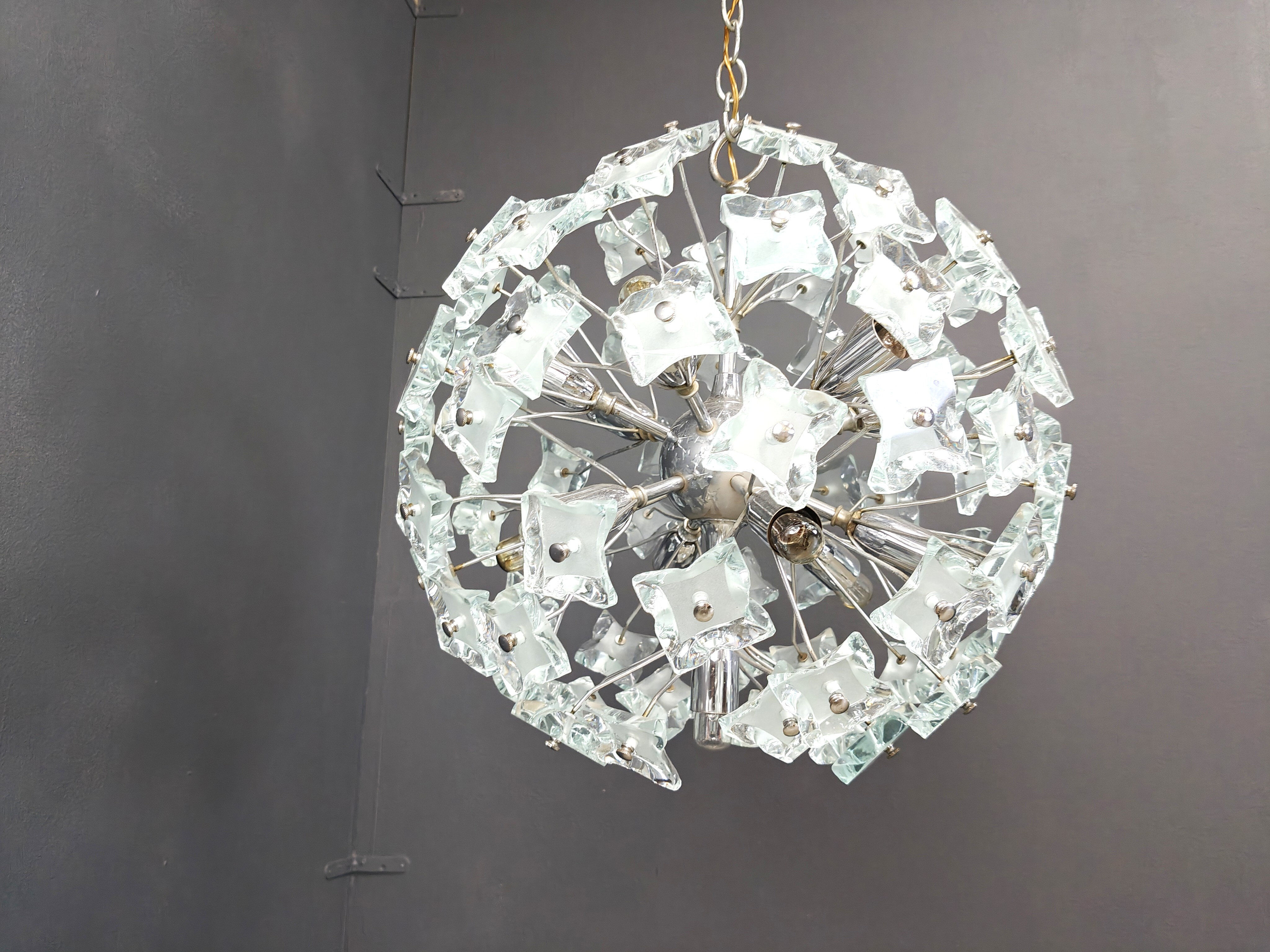 Mid-century glass sputnik chandelier, 1970s