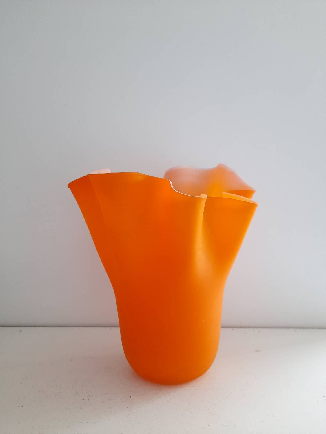 Satin orange opaline handkerchief vase