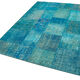 Hand-knotted oriental overdyed 170 cm x 244 cm turquoise patchwork rug