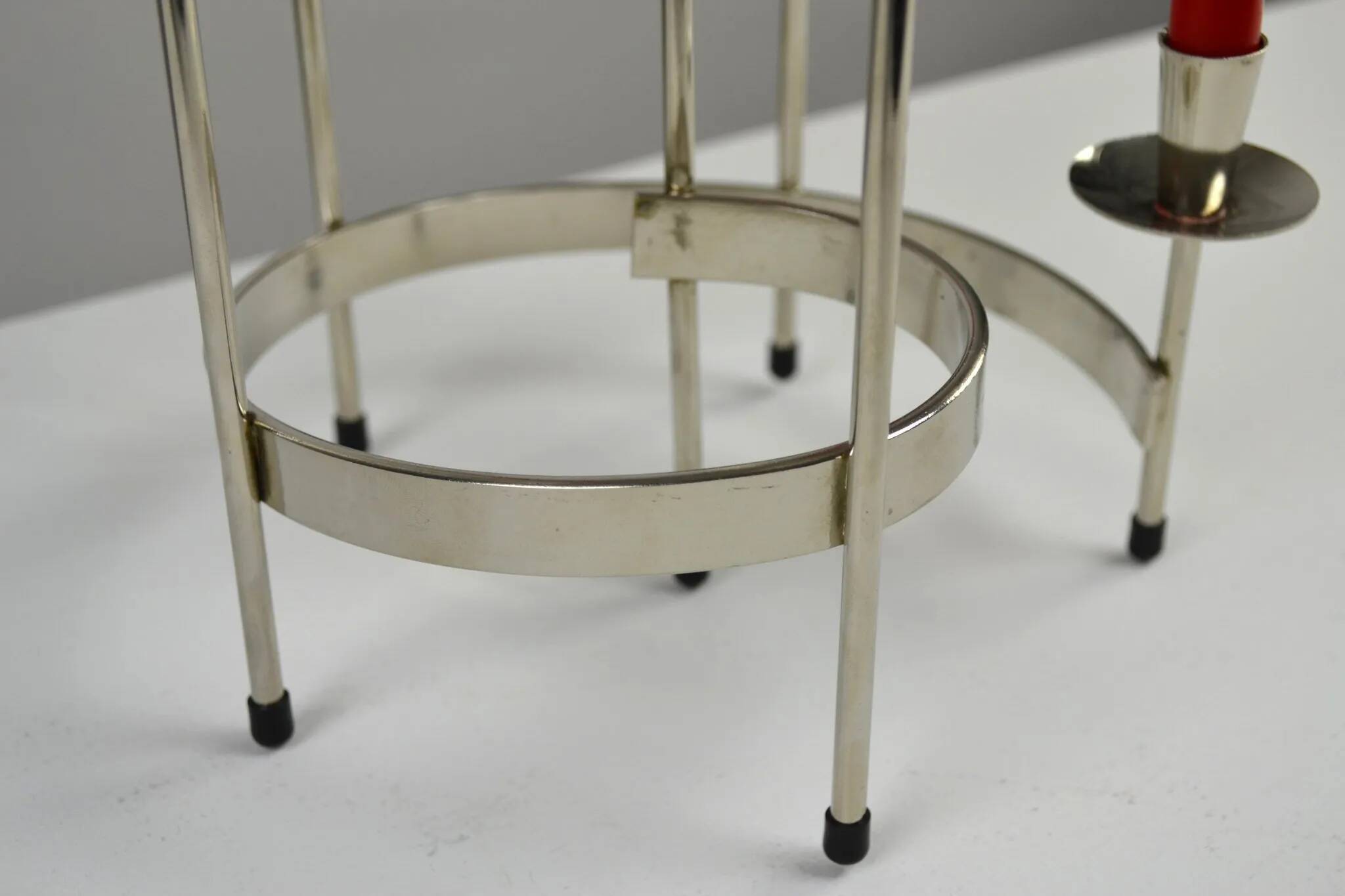 Pair of White Metal “Spiral” Candle holders by Gunnar Ander for Ystad-Metall, Sweden, 1960s