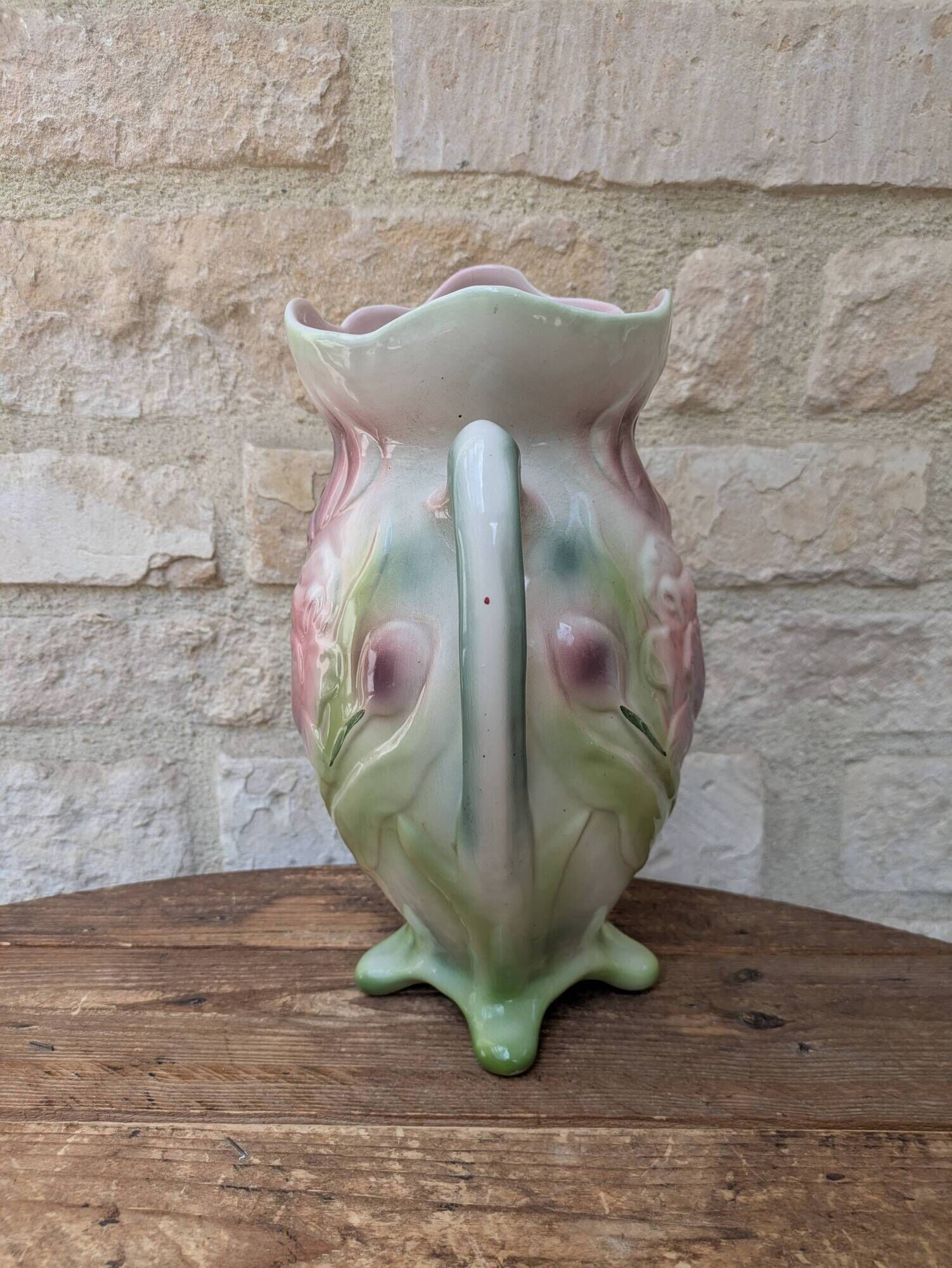 Art Nouveau barbotine vase Gerber Prestige Paris with floral decoration