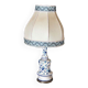 Blue and white ceramic lamp Floral decoration XXth Velvet lampshade