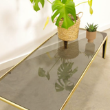 Vintage coffee table in brass and smoked glass