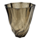 Small translucent dark brown twisted glass vase