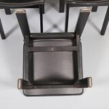 Lot de 6 chaises de salle à manger en bois et cuir noir