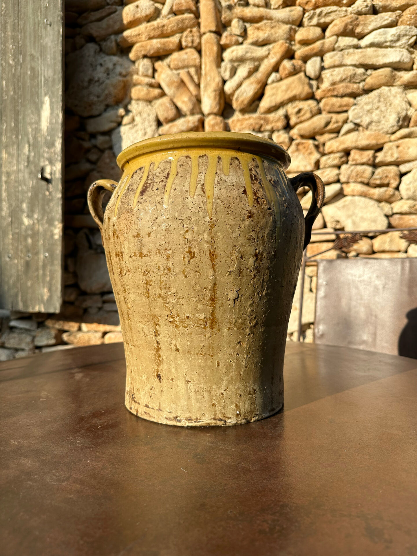 Ancient terracotta pottery jar