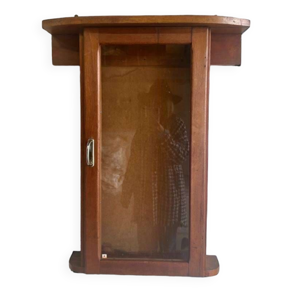 Armoire murale vintage / mini vitrine / armoire murale : verre & bois