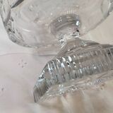 Large bohemian crystal footed bowl, flared pedestal vase